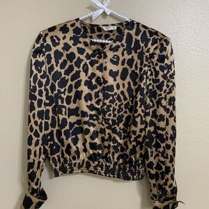 Vintage Valentino Miss V Silk Cheetah Leopard Animal Print Blouse Top  44/10‎